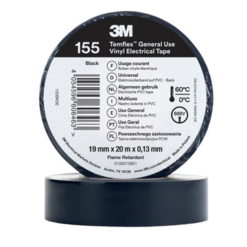 3M Temflex 155 Elektroizolační páska, tl. 0,13 mm, 19 mm x 20 m, černá