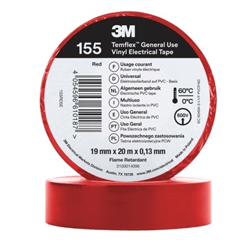 3M Temflex 155 Elektroizolační páska, tl. 0,13 mm, 19 mm x 20 m, červená