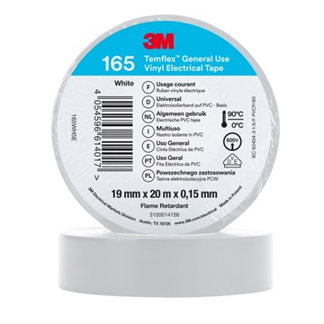 3M Temflex 165 Elektroizolační páska, 19 mm x 20 m, bílá