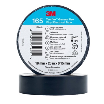 3M Temflex 165 Elektroizolační páska, 19 mm x 20 m, černá