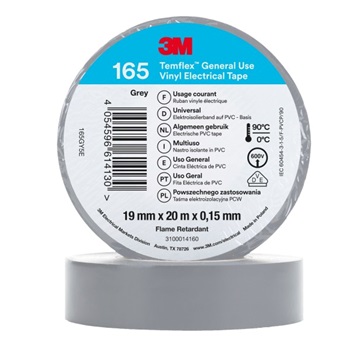 3M Temflex 165 Elektroizolační páska, 19 mm x 20 m, šedá