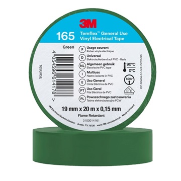 3M Temflex 165 Elektroizolační páska, 19 mm x 20 m, zelená